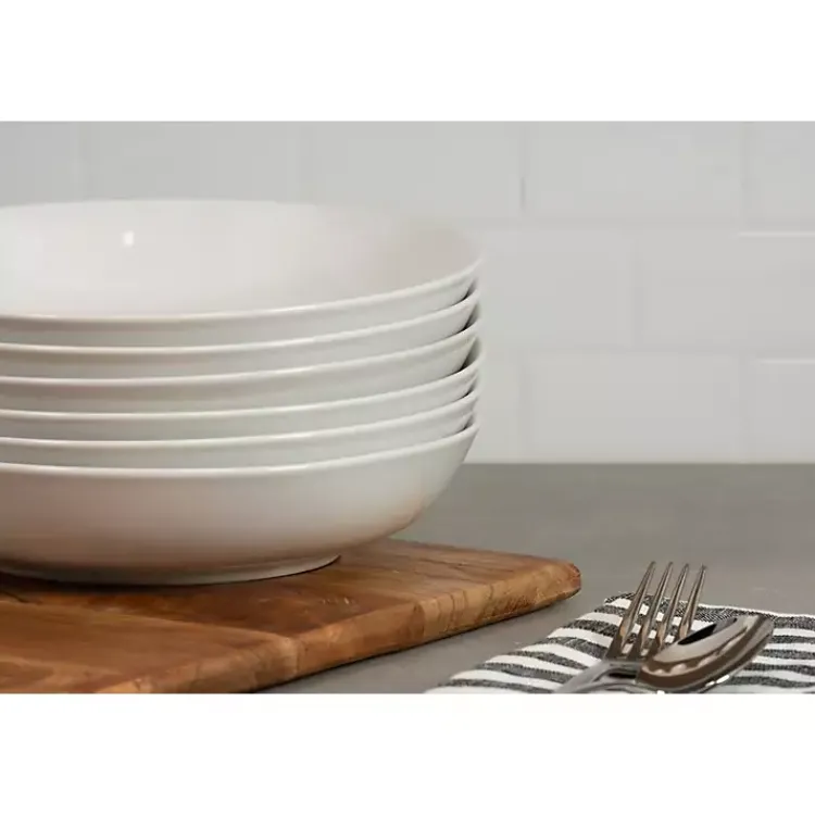 Kirklands Home Dinnerware|Ceramic Round Dinner Bowls, Set of 6 White