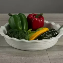 Kirklands Home Bakeware & Cookware|Ceramic Scalloped Pie Dish White