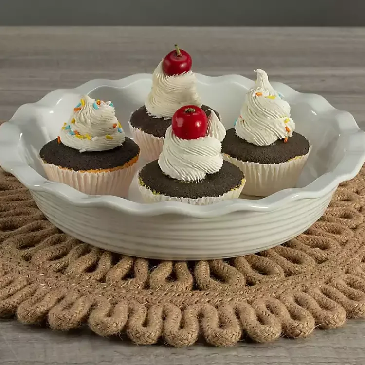 Kirklands Home Bakeware & Cookware|Ceramic Scalloped Pie Dish White