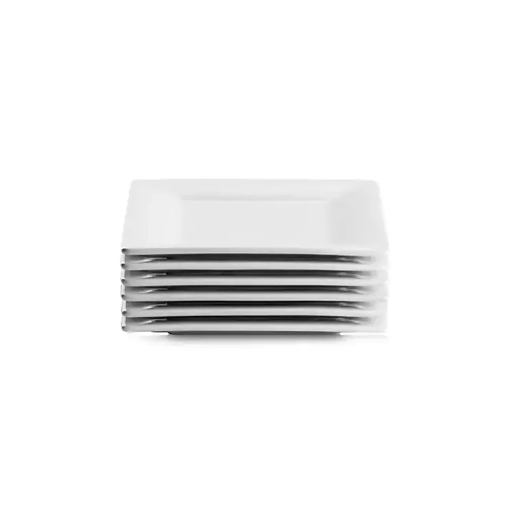 Kirklands Home Dinnerware|Ceramic Square Appetizer Plates, Set of 6 White