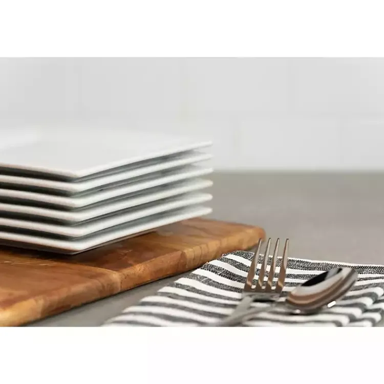 Kirklands Home Dinnerware|Ceramic Square Appetizer Plates, Set of 6 White