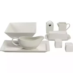 Kirklands Home Dinnerware|Ceramic Square 40-pc. Dinnerware Set White
