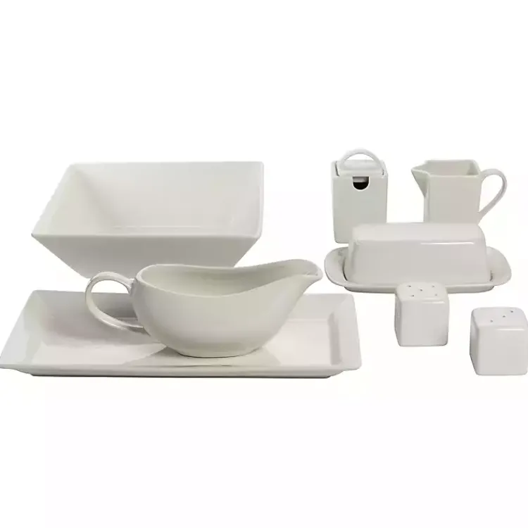 Kirklands Home Dinnerware|Ceramic Square 40-pc. Dinnerware Set White