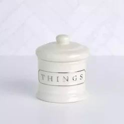 Kirklands Home Bathroom Accessories|Ceramic Things Canister White