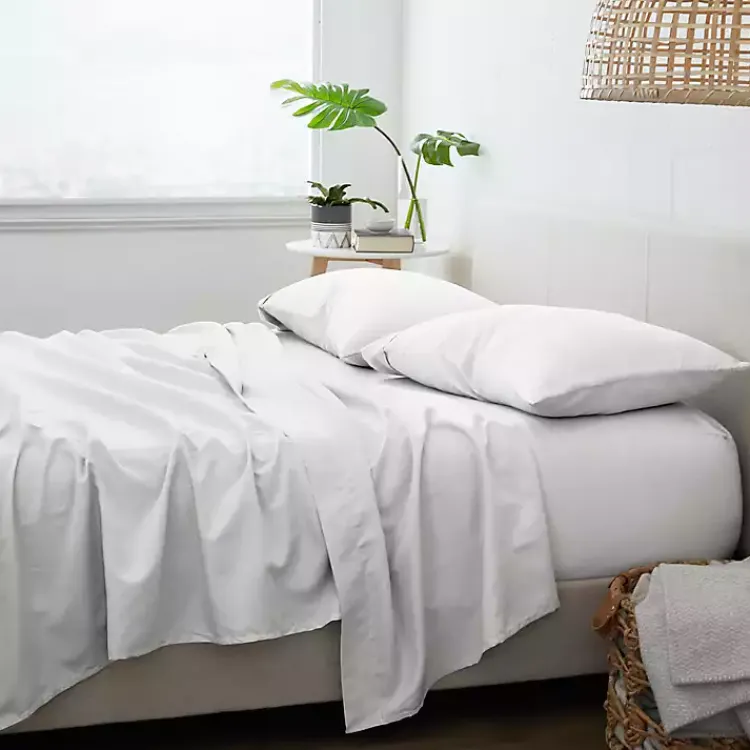 Kirklands Home Bed Sheets|Chambray 4-Pc. King Bed Sheet Set White