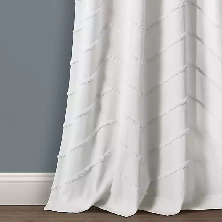 Kirklands Home Curtains & Drapes|Chenille Chevron Curtain Panel Set, 84 in. White