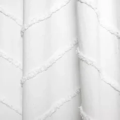 Kirklands Home Curtains & Drapes|Chenille Chevron Curtain Panel Set, 84 in. White