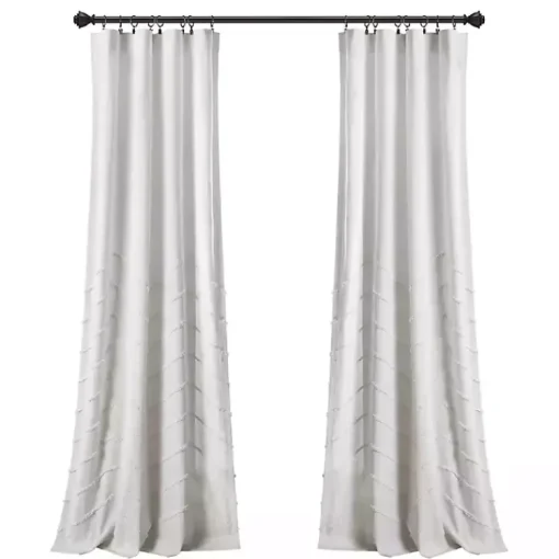 Kirklands Home Curtains & Drapes|Chenille Chevron Curtain Panel Set, 84 in. White