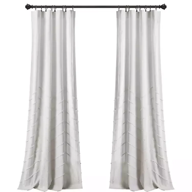 Kirklands Home Curtains & Drapes|Chenille Chevron Curtain Panel Set, 84 in. White