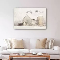 Hot White Christmas Barn Canvas Wall Art Christmas Art & Wall Decor