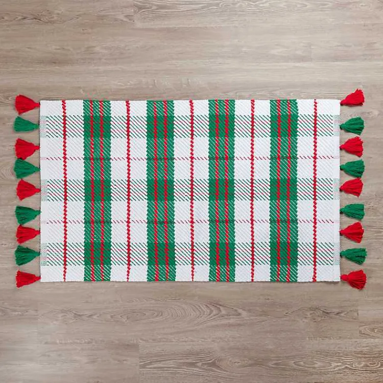 Sale White Christmas Plaid Scatter Rug Christmas Decorations