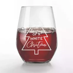 New White Christmas Stemless Wine Glasses, Set of 2 Christmas Dining & Entertaining