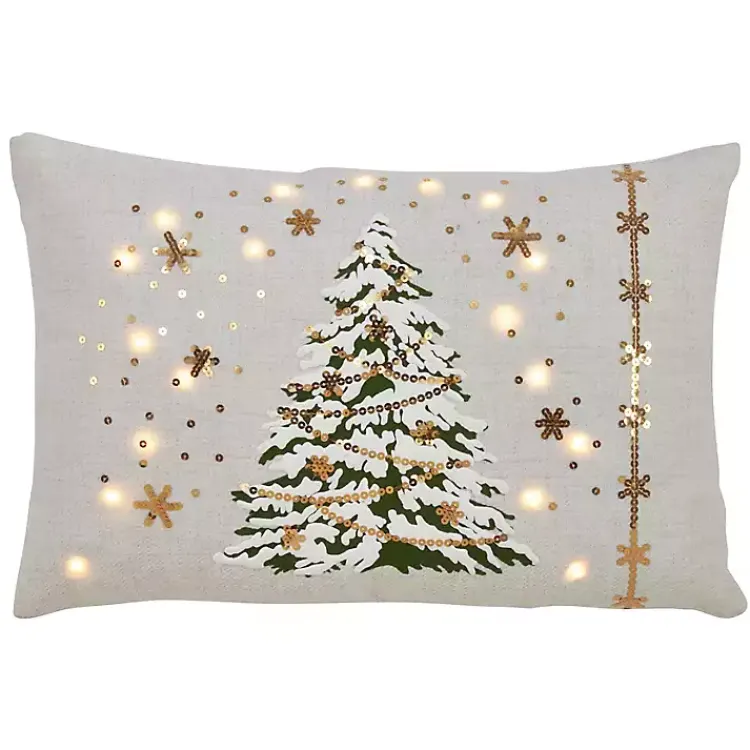 Online White Christmas Tree LED Accent Pillow Pillows