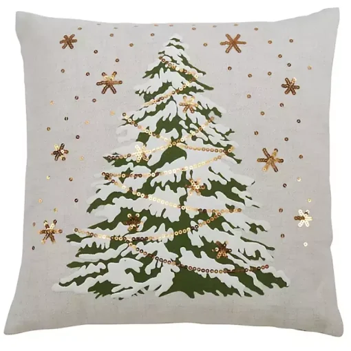 Clearance White Christmas Tree LED Square Pillow Pillows
