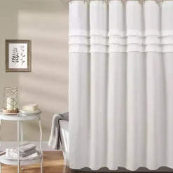 Kirklands Home Shower Curtains|Ciel Tassel Shower Curtain White
