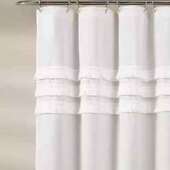 Kirklands Home Shower Curtains|Ciel Tassel Shower Curtain White