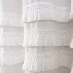 Kirklands Home Shower Curtains|Ciel Tassel Shower Curtain White