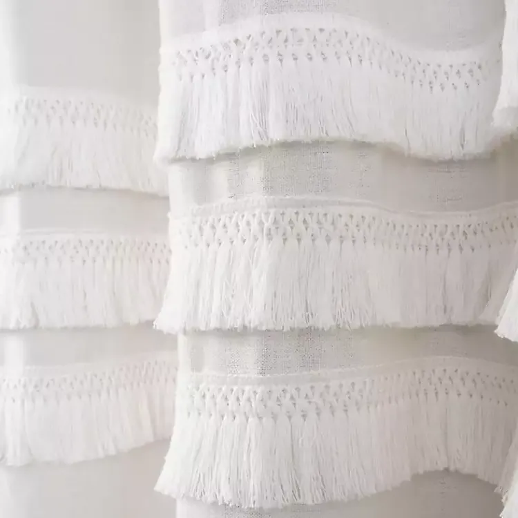 Kirklands Home Shower Curtains|Ciel Tassel Shower Curtain White
