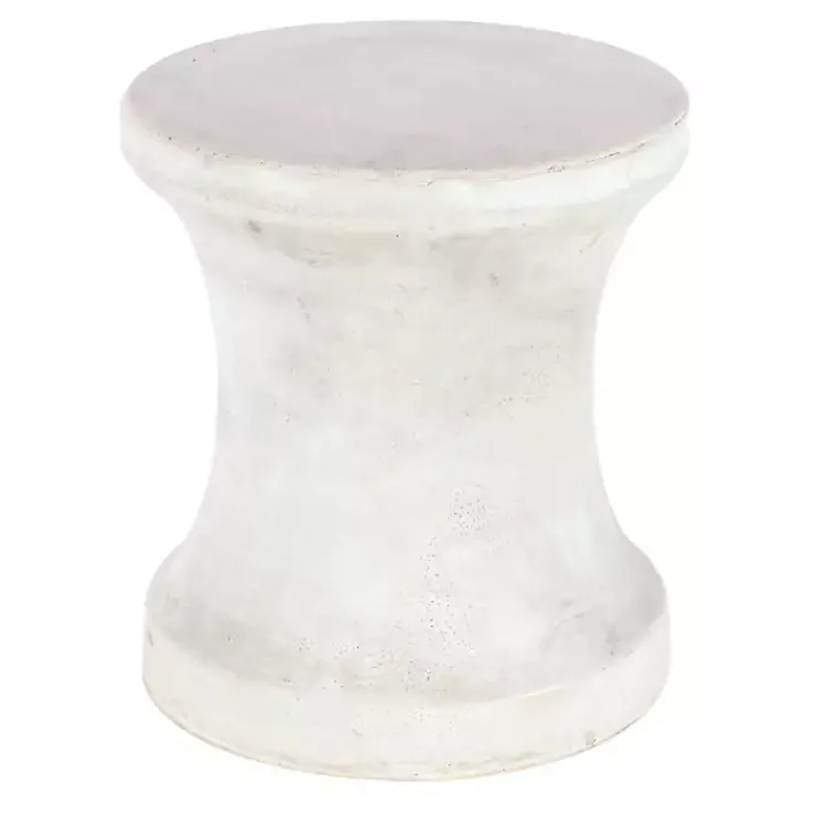Kirklands Home Outdoor Tables|Clay Hourglass Accent Table White