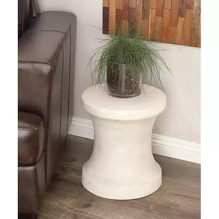 Kirklands Home Outdoor Tables|Clay Hourglass Accent Table White