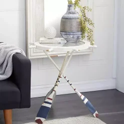 Kirklands Home Accent & End Tables|White Coastal Ship Accent Table
