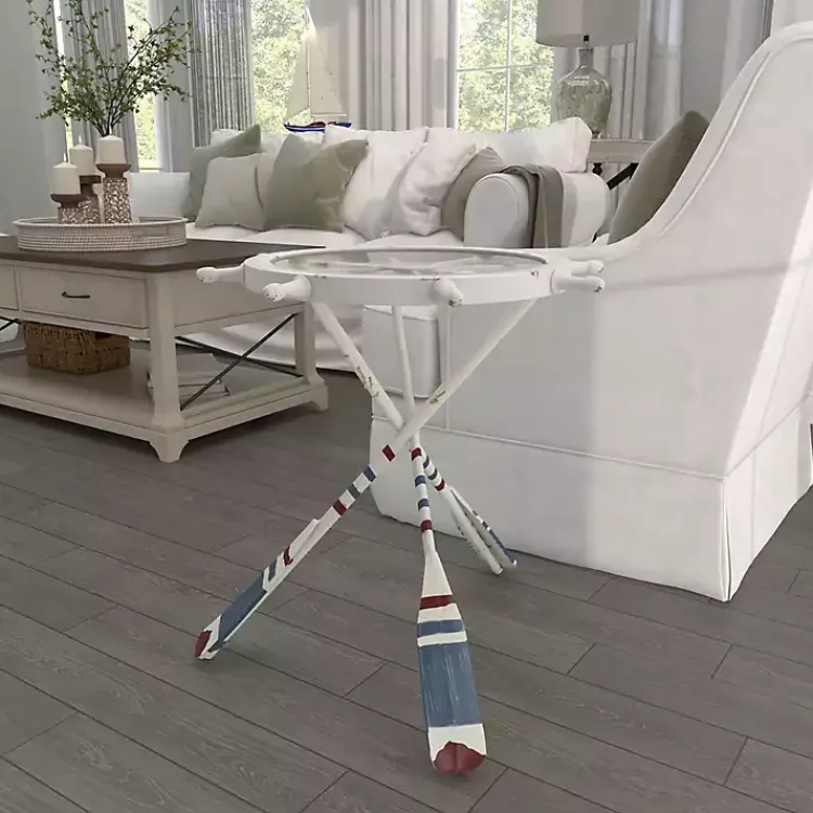 Kirklands Home Accent & End Tables|White Coastal Ship Accent Table