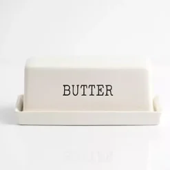Kirklands Home Kitchen Accessories|Debossed Butter Dish White