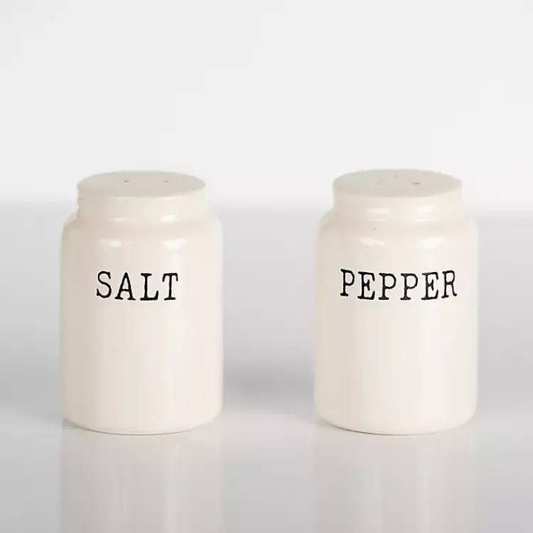 Kirklands Home Kitchen Accessories|Debossed Salt and Pepper Shaker Set White