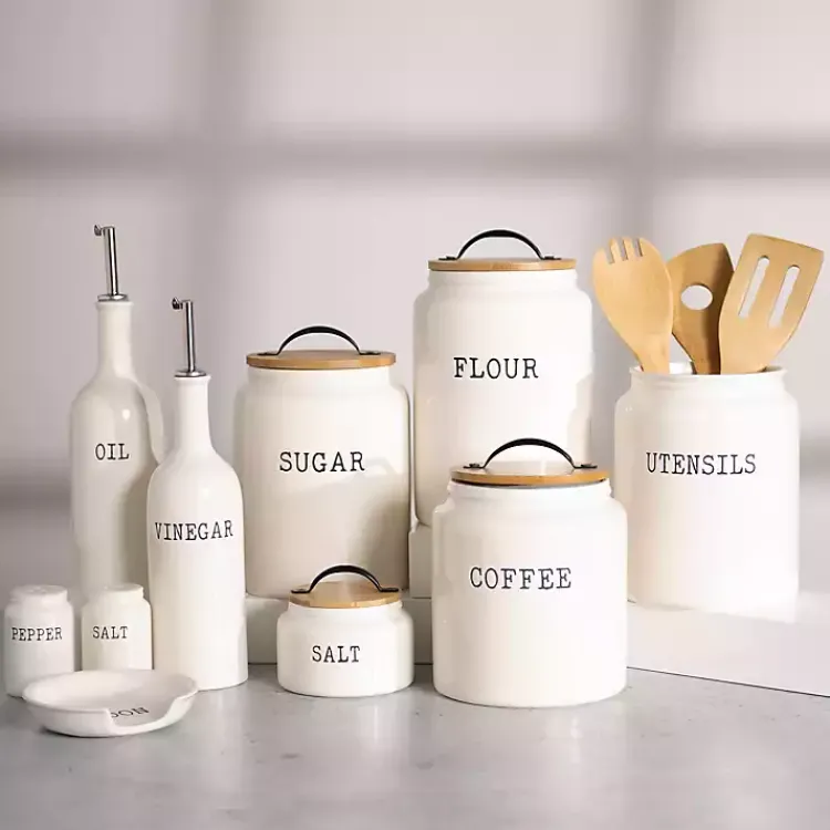 Kirklands Home Kitchen Storage|Debossed Utensil Crock White