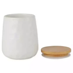 Kirklands Home Kitchen Storage|Dimpled Bamboo Canisters, Set of 2 White