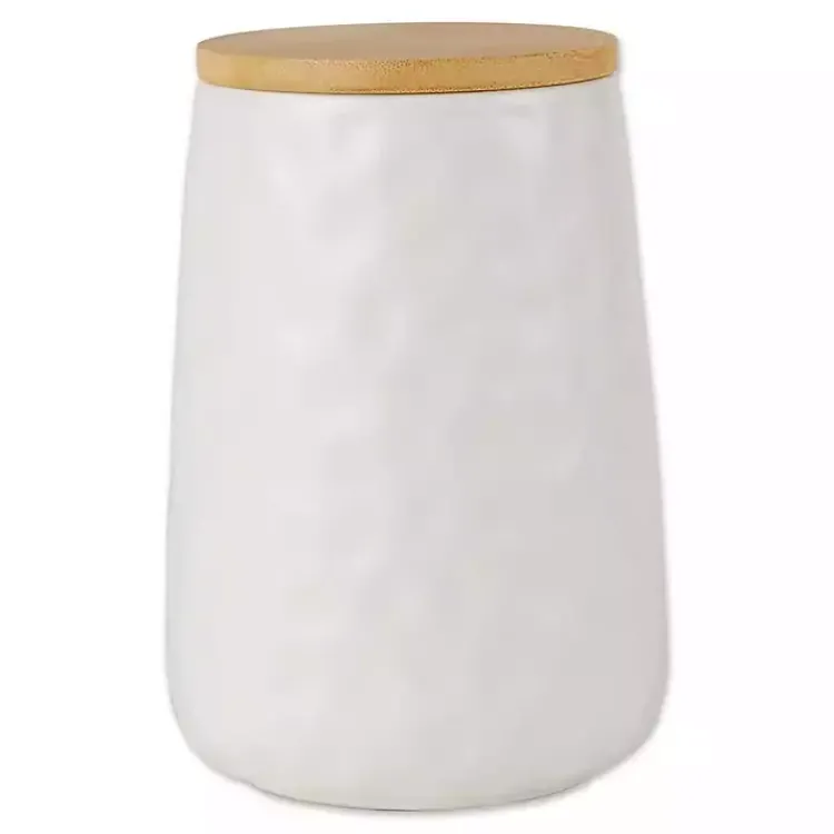 Kirklands Home Kitchen Storage|Dimpled Bamboo Canisters, Set of 2 White