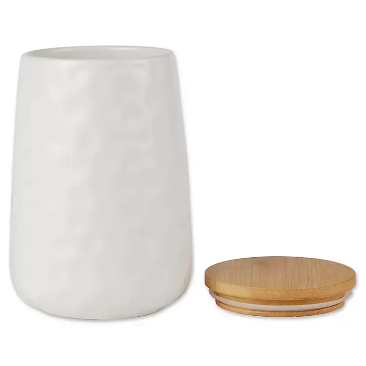 Kirklands Home Kitchen Storage|Dimpled Bamboo Canisters, Set of 2 White