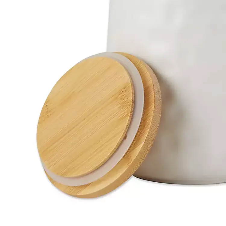 Kirklands Home Kitchen Storage|Dimpled Bamboo Canisters, Set of 2 White