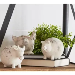 Distressed Trio Farm Animals Figurine Statues & Figurines