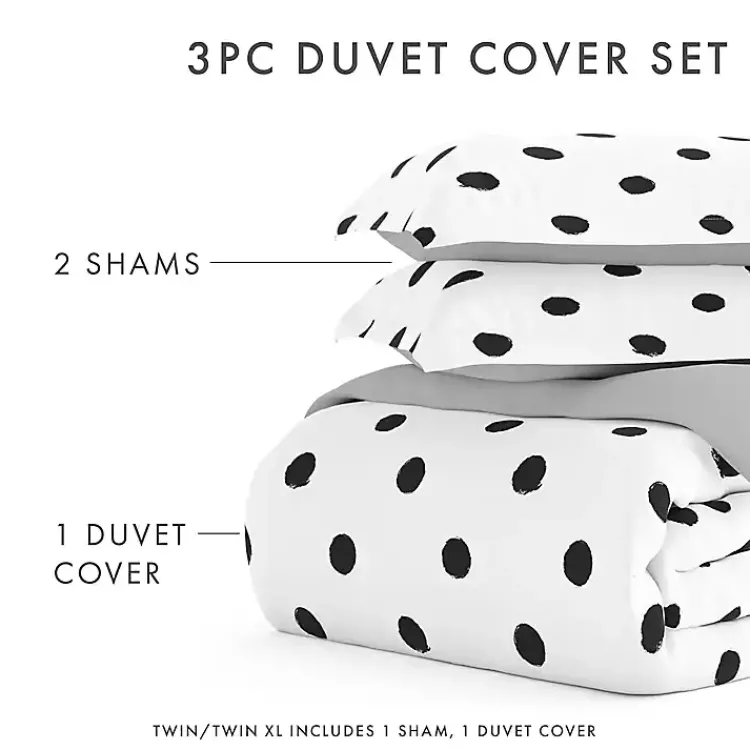 Kirklands Home Duvets|White Dotted Reversible 2-pc. Twin Duvet Cover Set
