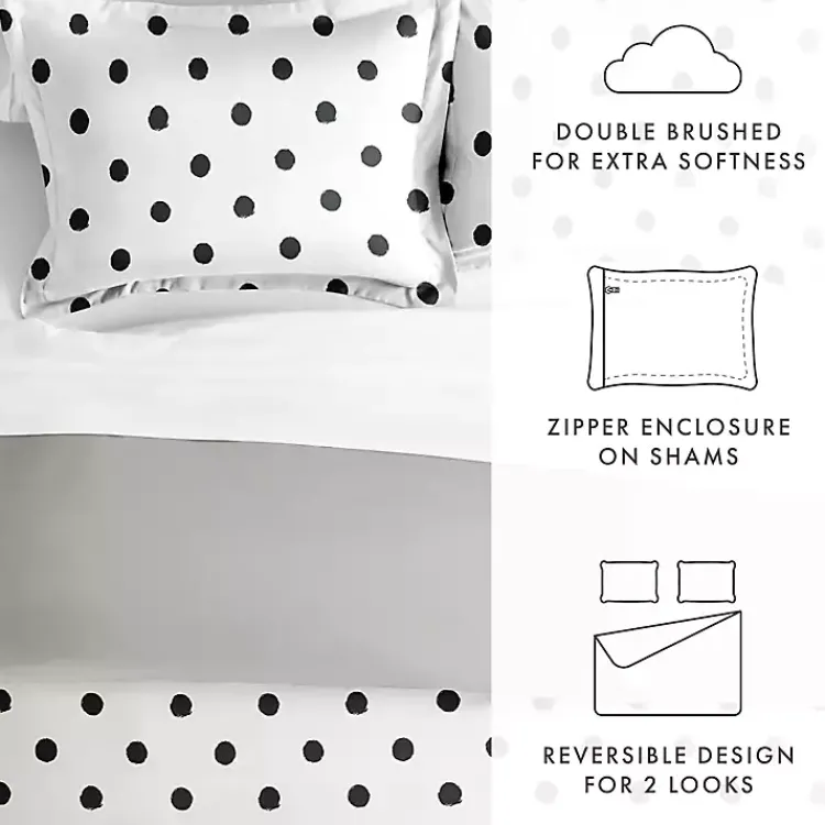 Kirklands Home Duvets|White Dotted Reversible 2-pc. Twin Duvet Cover Set