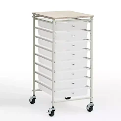 Kirklands Home Office Furniture|8-Drawer Rolling Storage Cart White