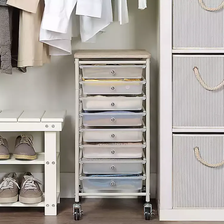 Kirklands Home Office Furniture|8-Drawer Rolling Storage Cart White