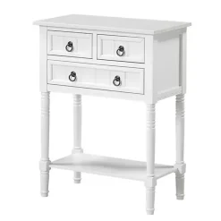 Kirklands Home Accent & End Tables|3-Drawer Turned Legs Accent Table White