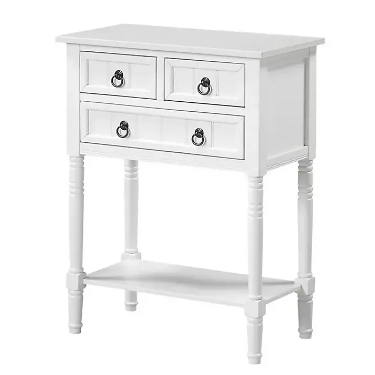Kirklands Home Accent & End Tables|3-Drawer Turned Legs Accent Table White