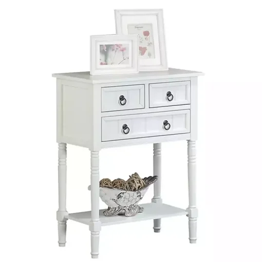 Kirklands Home Accent & End Tables|3-Drawer Turned Legs Accent Table White