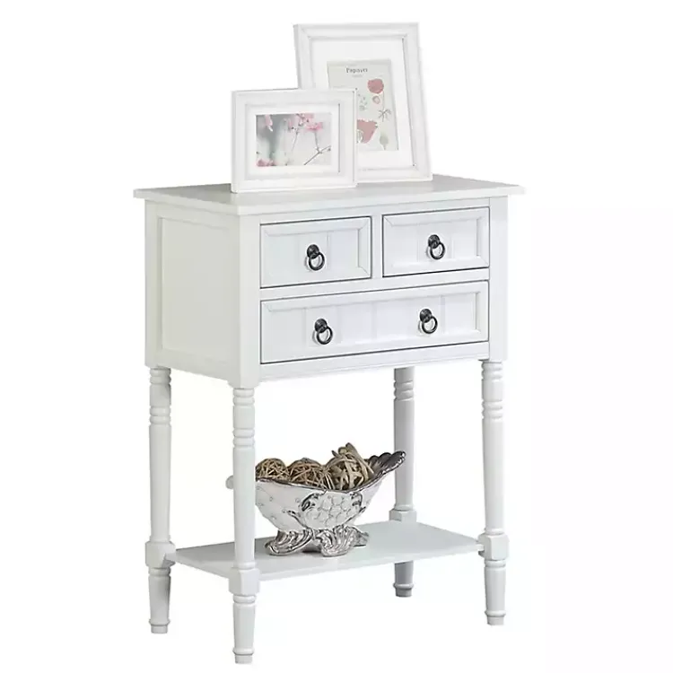 Kirklands Home Accent & End Tables|3-Drawer Turned Legs Accent Table White