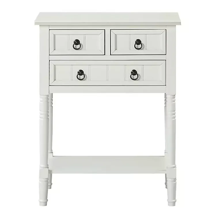 Kirklands Home Accent & End Tables|3-Drawer Turned Legs Accent Table White