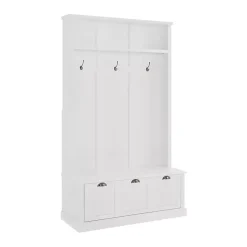 Kirklands Home Entryway Furniture|White Ellison Hall Tree with Storage Bench