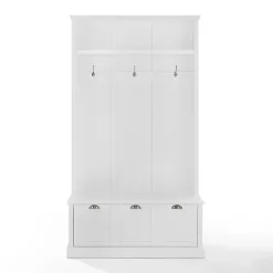 Kirklands Home Entryway Furniture|White Ellison Hall Tree with Storage Bench