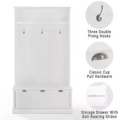 Kirklands Home Entryway Furniture|White Ellison Hall Tree with Storage Bench