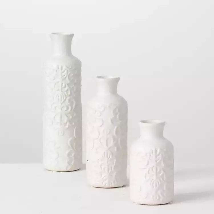 New Embossed Scrolling 3-pc. Vase Set Vases