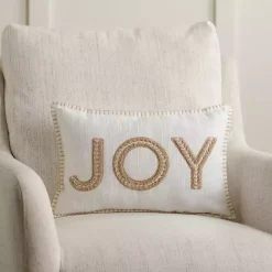 Best White Embroidered Joy Christmas Pillow Christmas Pillows
