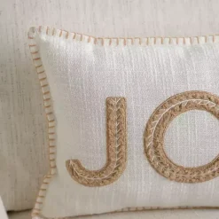Best White Embroidered Joy Christmas Pillow Christmas Pillows