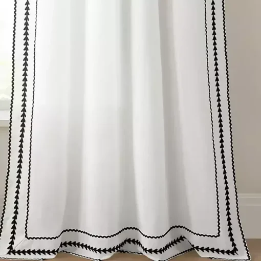 Kirklands Home Curtains & Drapes|Embroidered Ric Rac Curtain Panel, 84 in. White